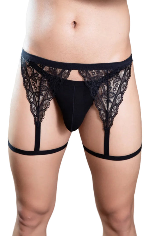 Men's Lace Garter Belt G-String