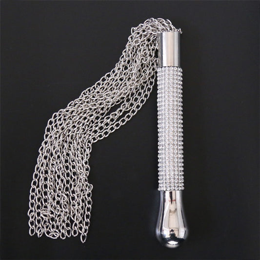 Metal Chain Flogger Whip with Rhinestone Handle