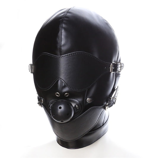 Fetish Modular Bondage Hood with Detachable Blindfold, Ball Gag& Mouth Mask