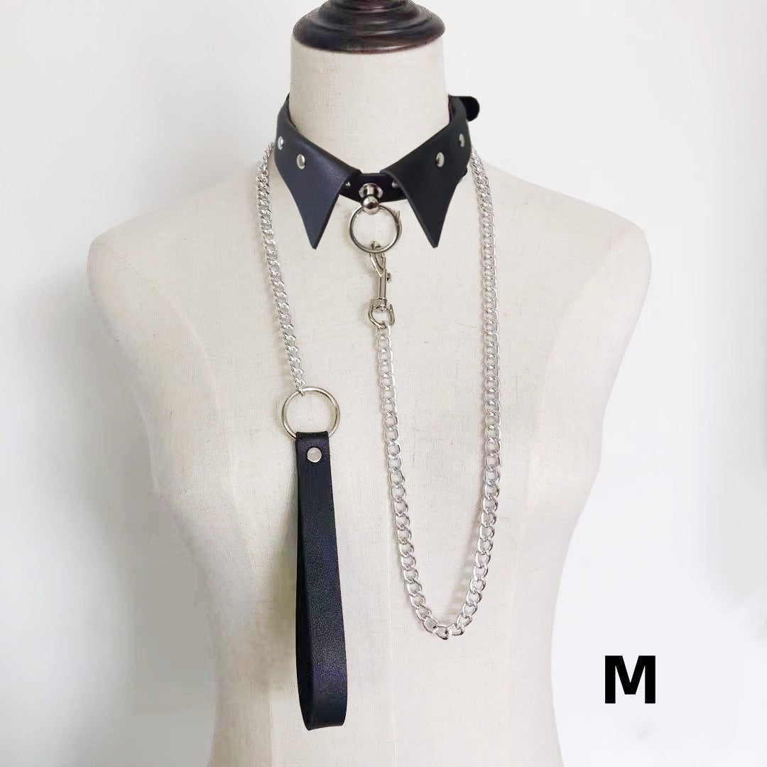 Synthetic Leather & Chain Choker Collection – 13 Style Adjustable Choker & Leash Set