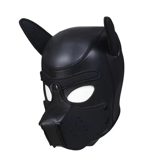 Black animal character hood mask side view