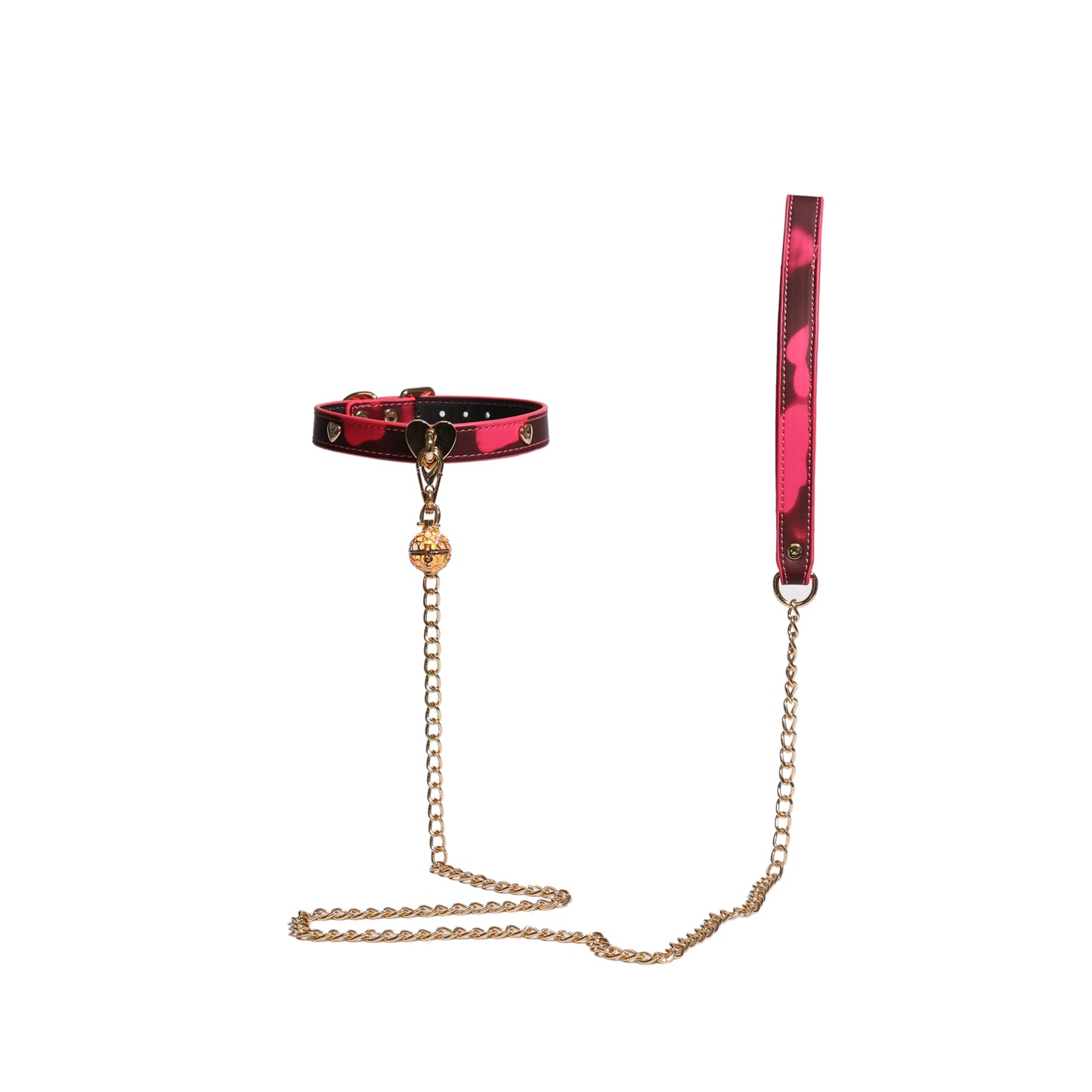 Heat Reactive Heart Locker Collar Chocker with Leash Set