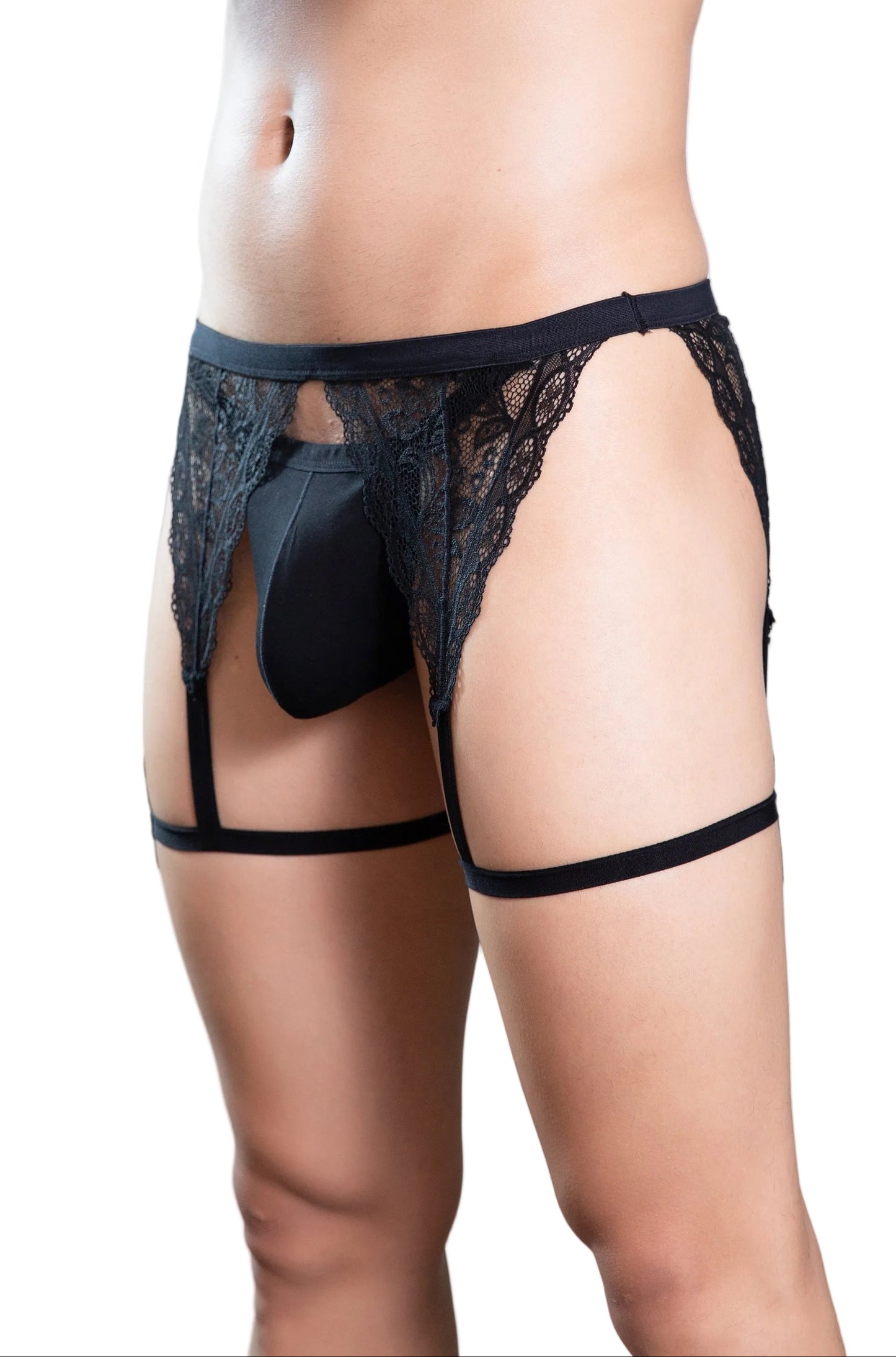 Liga de encaje con tanga