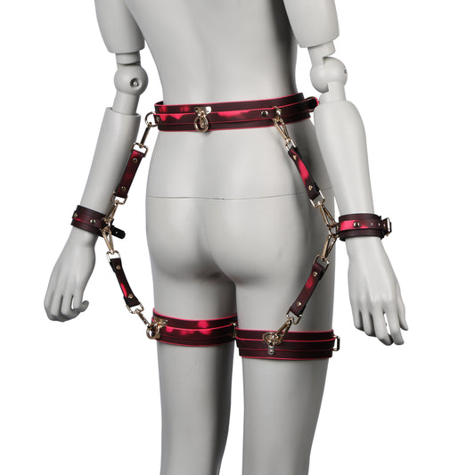 Chroma Restrain Pro Set - Heat Reactive Bondage Waist&Thigh Harness with Hand/Ankle Cuff Set