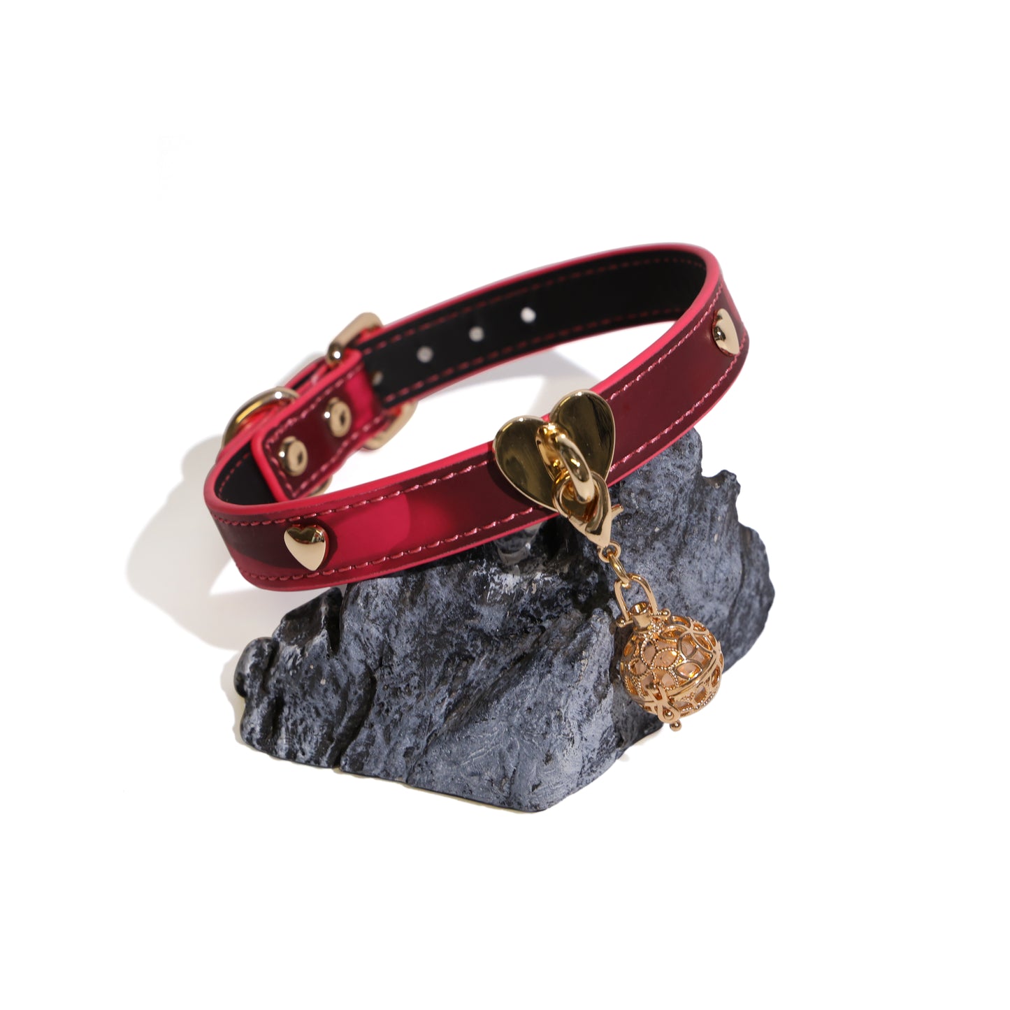 Heat Reactive Heart Locker Collar Chocker with Leash Set