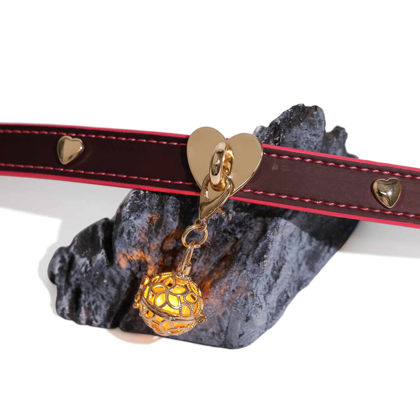 Heat Reactive Heart Locker Collar Chocker with Leash Set