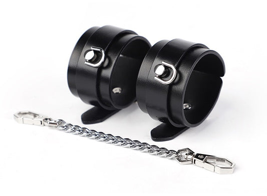 Authentic Leather Handcuffs with Chain