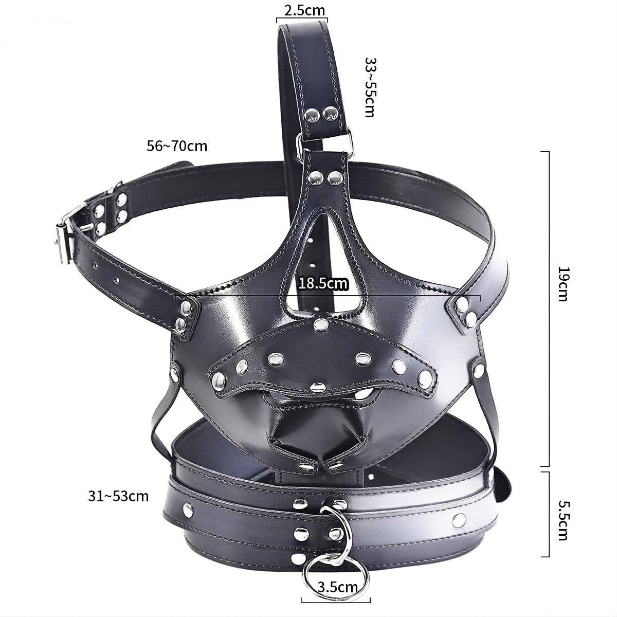 Faux Leather Bondage Hood with Penis Gag