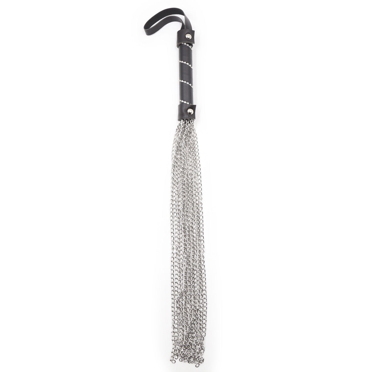 Látigo de cadena de metal con mango de diamantes de imitación