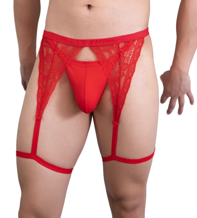 Liga de encaje con tanga