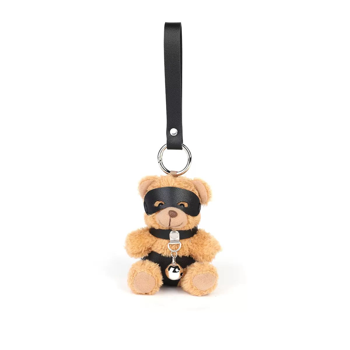 Bear With Me plush keychain displayed on key ring