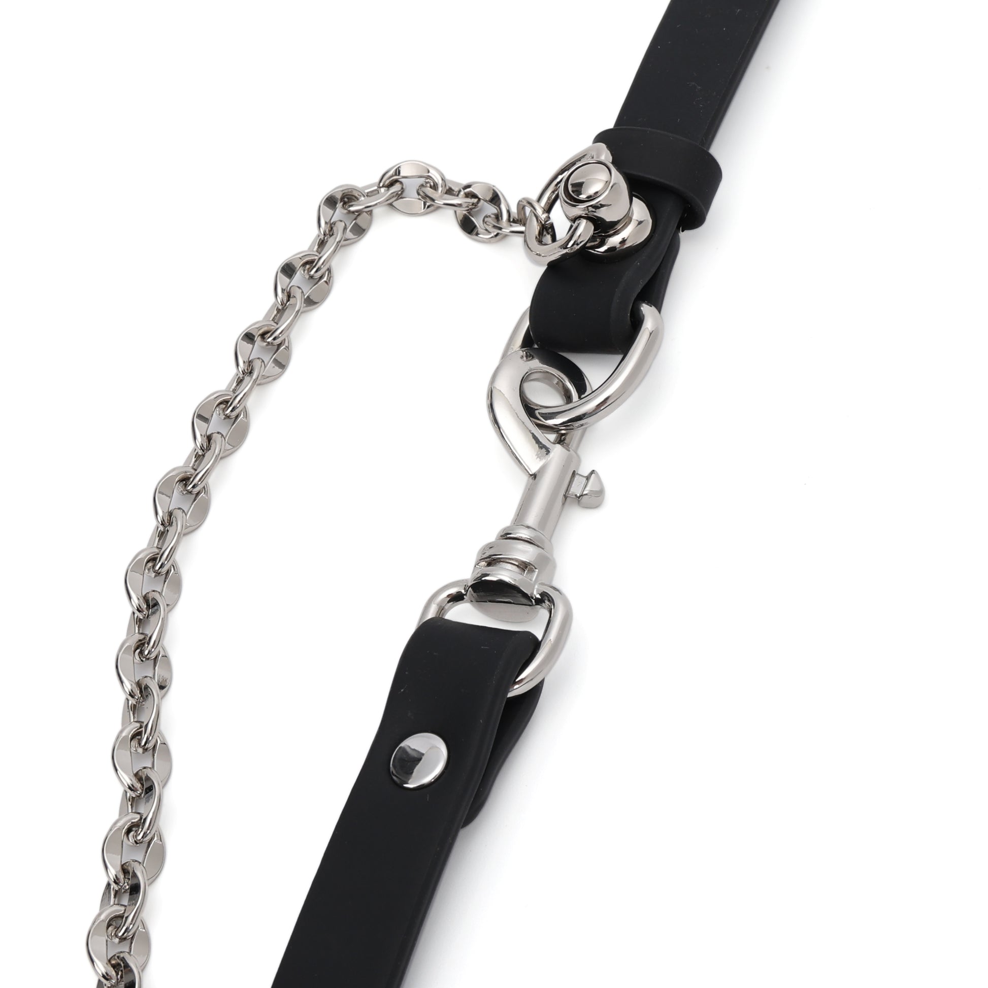 Leather choker hardware detail close up