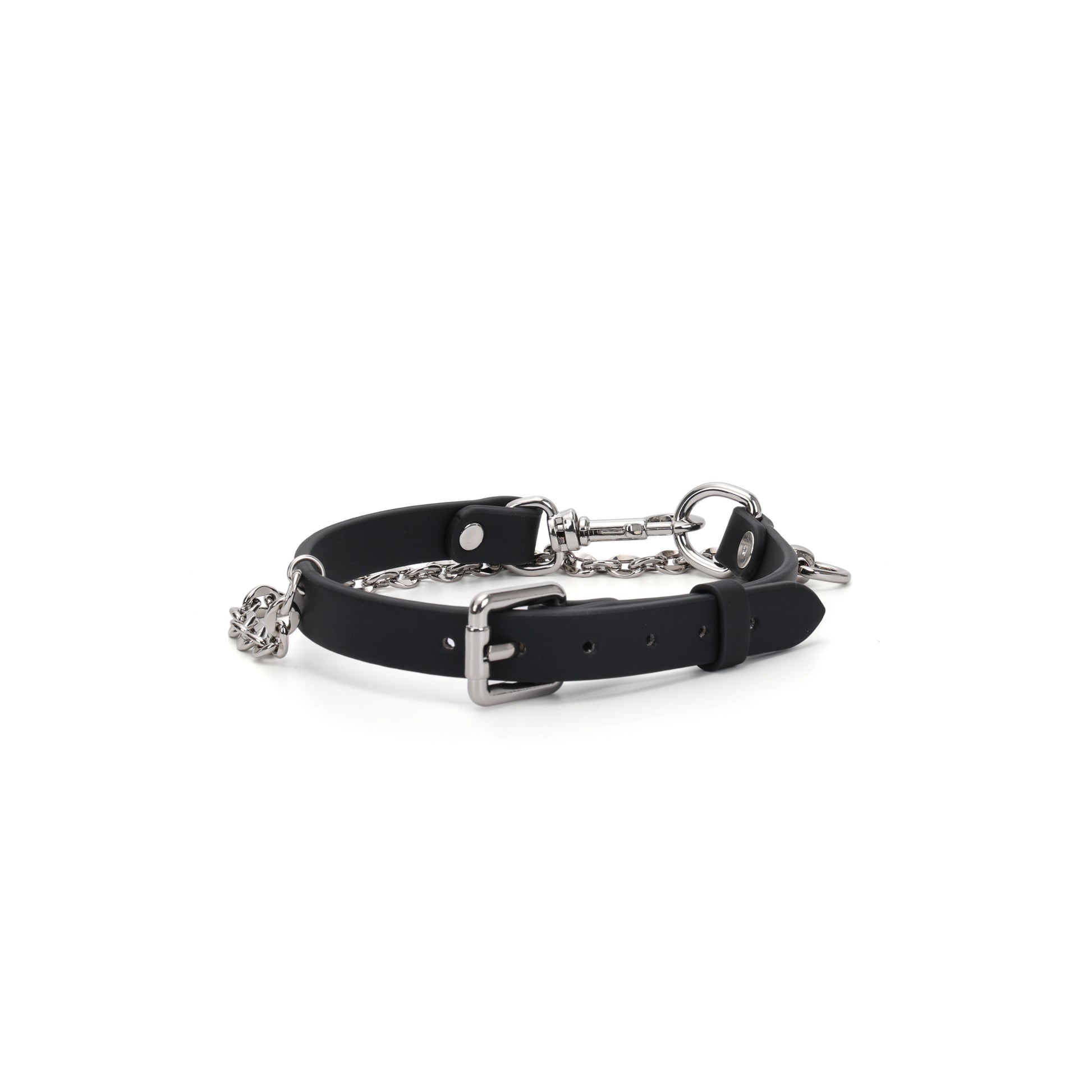 Black leather choker shown from back angle