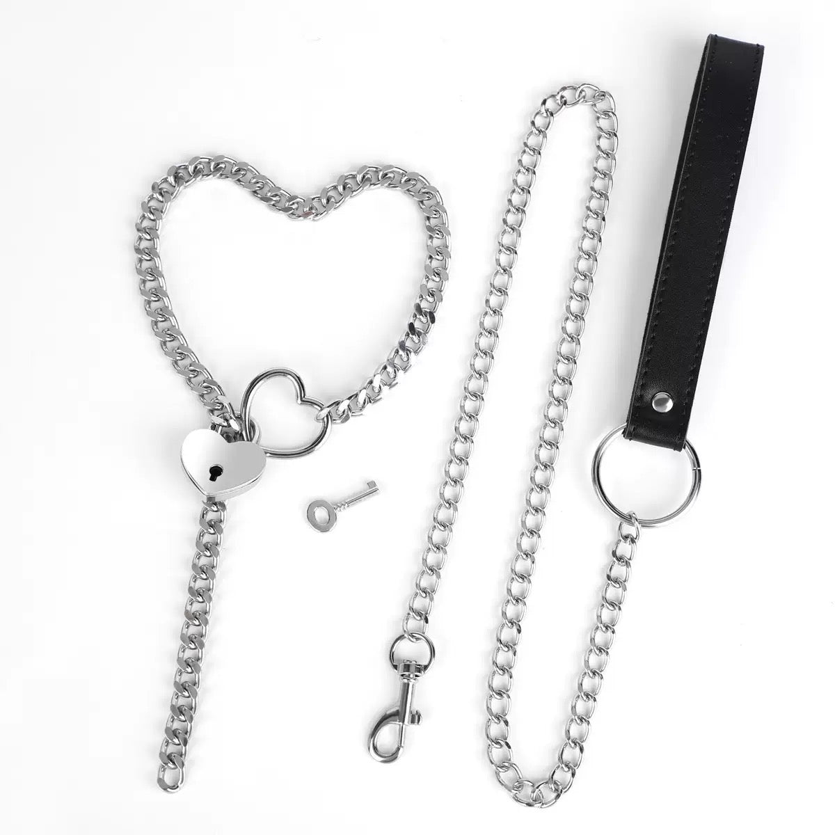 Heart chain choker featuring decorative heart-shaped lock detail