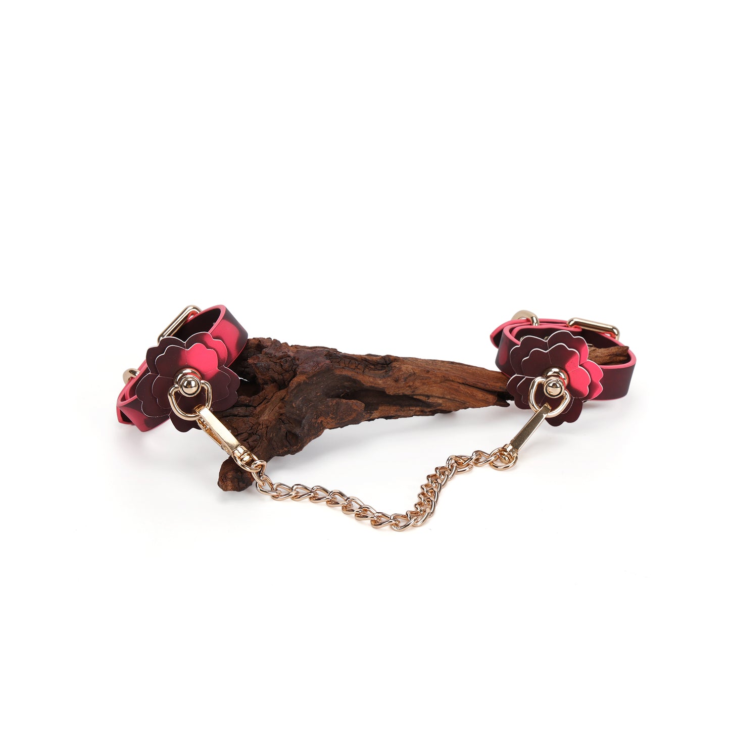 Matching heat reactive restraint cuffs with floral hardware