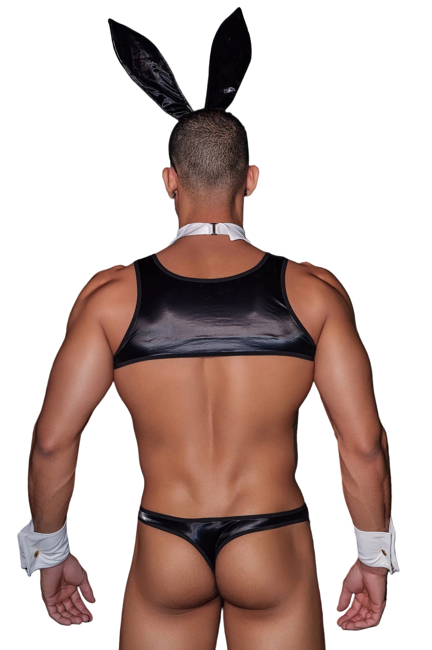 Back view of men’s bunny costume set