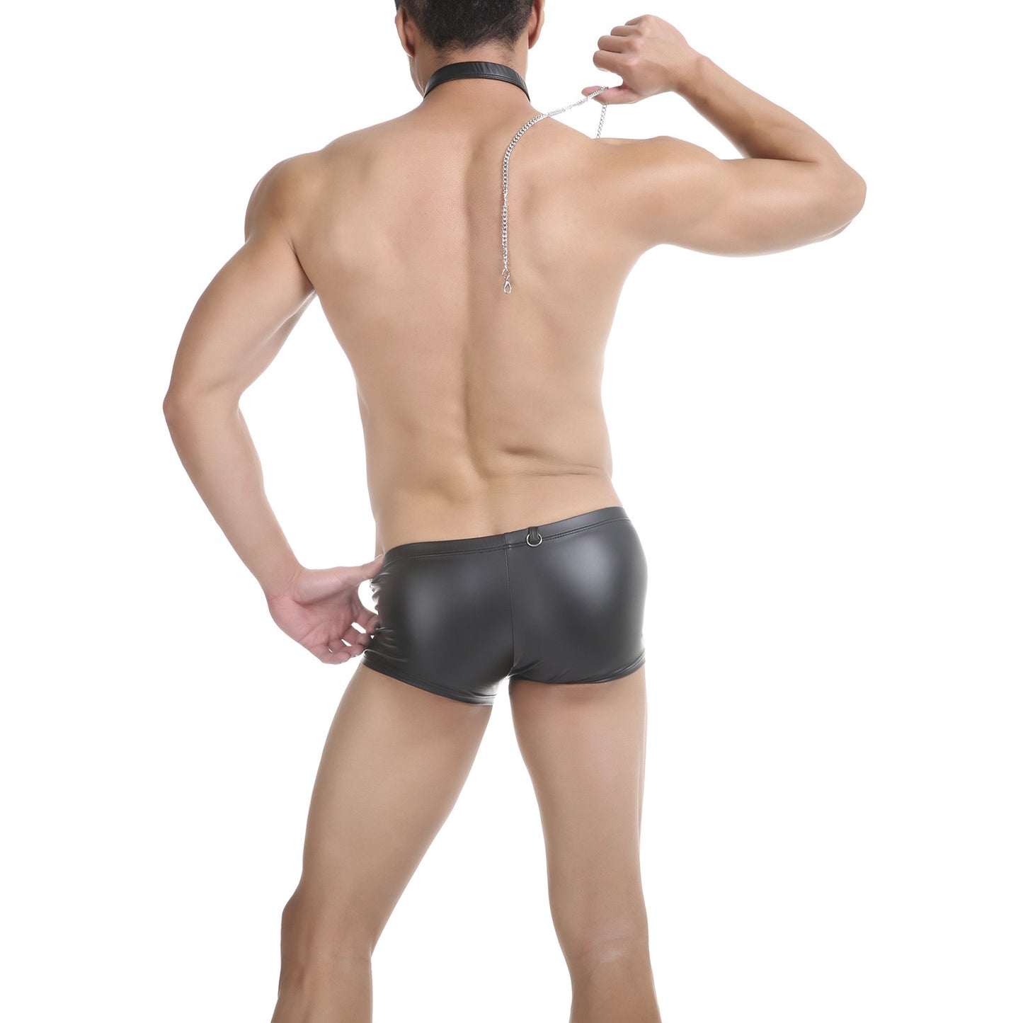 Back view of men’s chain detail boxer set
