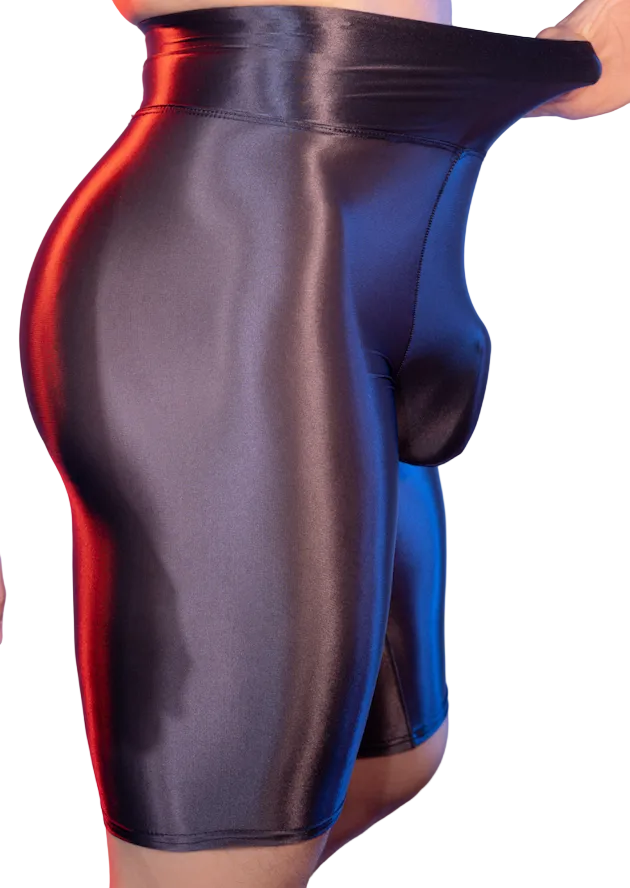 Men’s black high waist shapewear shorts with compression fit