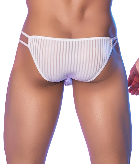 Back view of men’s breathable low rise strap brief white