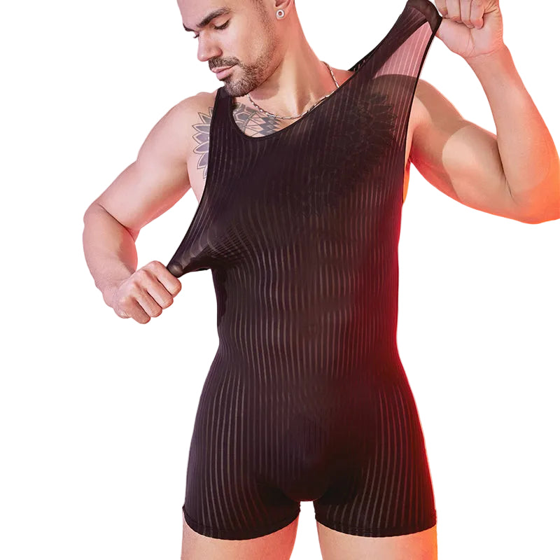 Men’s boxer brief bodysuit with lightweight stretch fit