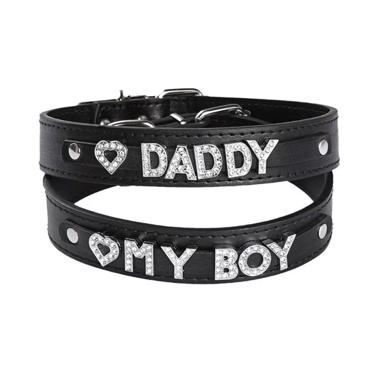 Rhinestone letter choker product view on white background